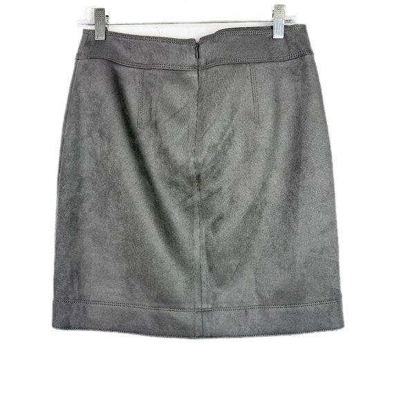 NWT White House Black Market Faux Suede Faux Wrap Skirt Smoked Pearl Size 2 NEW - Picture 8 of 12